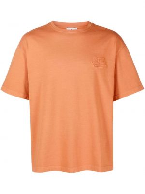 Памучна тениска бродирана Etro оранжево