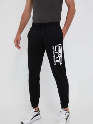 Pantaloni sport din bumbac Ea7 Emporio Armani - negru