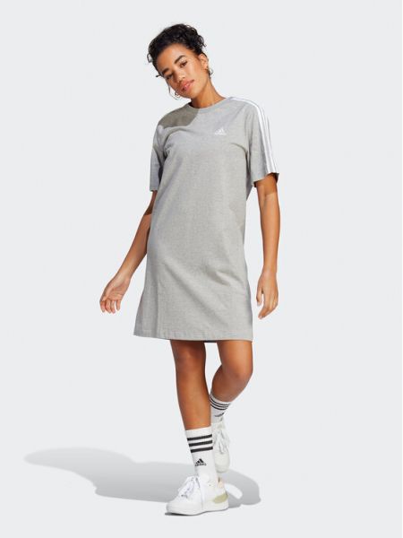 Laza szabású oversized pamut mini ruha Adidas szürke