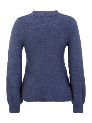 Меланжов пуловер Object Petite синьо