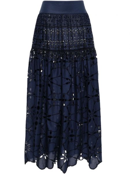 Čipkovaná dlhá sukňa Ermanno Scervino modrá