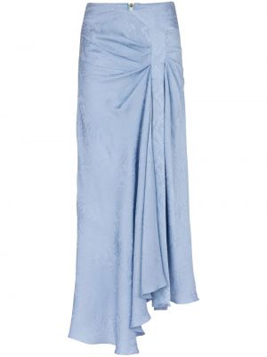 Drapované žakárové hedvábné sukně Balmain modré