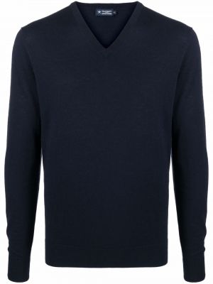 Пуловер с v-образно деколте Hackett синьо