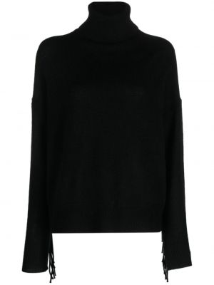 Kašmírový sveter so strapcami 360cashmere čierna