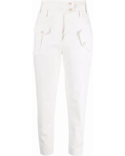 Pantalones ajustados de cintura alta Eleventy blanco