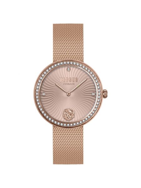 Eleganter mesh armbanduhr aus edelstahl Versus Versace pink