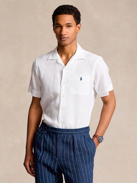 Camisa de lino manga corta Polo Ralph Lauren blanco