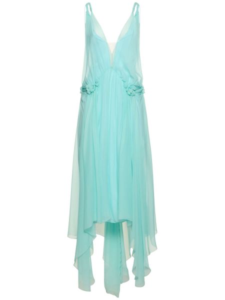 Draperet chiffon silke lang kjole Alberta Ferretti