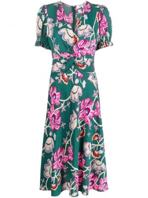 Obleka s cvetličnim vzorcem s potiskom Dvf Diane Von Furstenberg zelena
