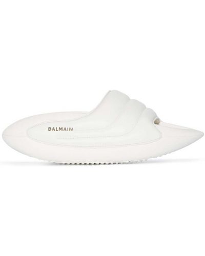 Prešite usnjene nizki čevlji Balmain bela