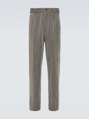 Pantaloni de lână cu model herringbone Giorgio Armani