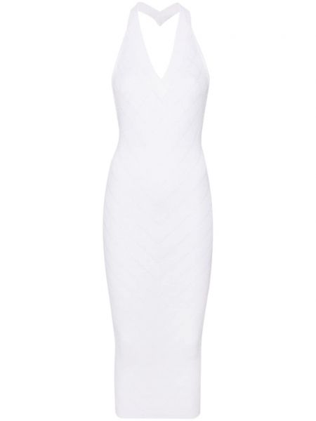 Ίσιο φόρεμα με λαιμόκοψη v Balmain λευκό