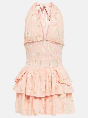Bavlněné mini šaty Loveshackfancy - růžová