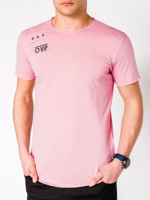 Тениска с принт Ombre розово