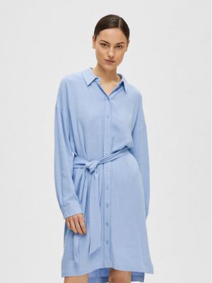 Relaxed рокля тип риза Selected Femme синьо