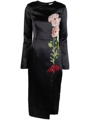 Haftowana sukienka midi w kwiatki Rachel Gilbert czarna