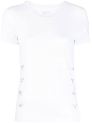 Памучна тениска от модал Ea7 Emporio Armani бяло