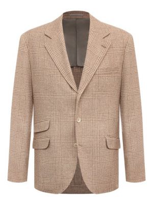 Шелковый шерстяной пиджак Brunello Cucinelli серый