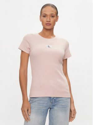 Slim fit tričko Calvin Klein Jeans růžové