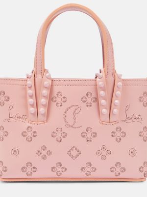 Кожени шопинг чанта Christian Louboutin розово