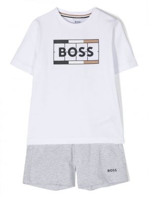 Tuta con stampa Boss Kidswear bianco