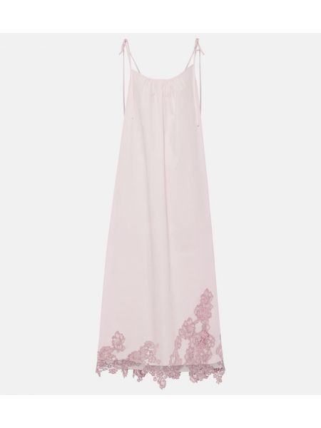 Памучна миди рокля с дантела Acne Studios виолетово
