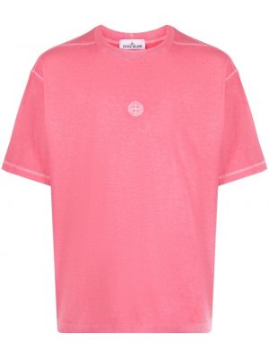Памучна тениска Stone Island розово