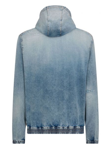 Jeansjacke mit kapuze mit kristallen Dsquared2 blau