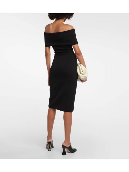 Μίντι φόρεμα από ζέρσεϋ Bottega Veneta μαύρο
