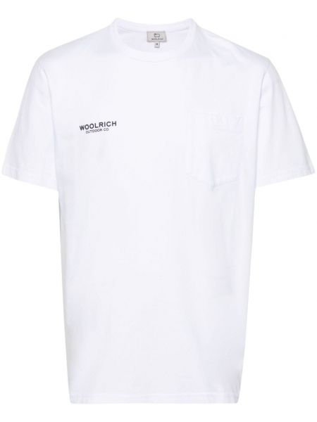 Βαμβακερή μπλούζα Woolrich λευκό