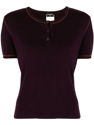 Camiseta con botones de punto Chanel Pre-owned violeta