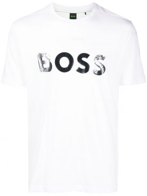 T-shirt i bomull med mönster Boss vit