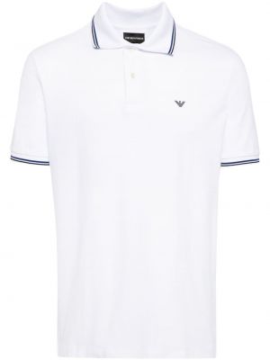 Памучна поло тениска с принт Emporio Armani бяло