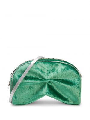 Žametna crossbody torbica iz rebrastega žameta Giuseppe Zanotti zelena