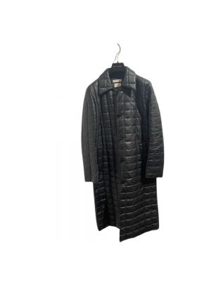 Długi płaszcz skórzany retro Bottega Veneta Vintage czarny