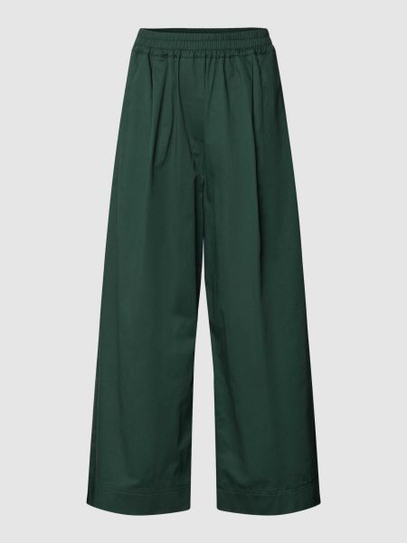 Spodnie z wysoką talią bawełniane Weekend Max Mara zielone