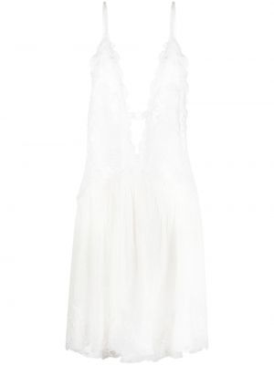 Ленена рокля с дантела Maurizio Mykonos бяло