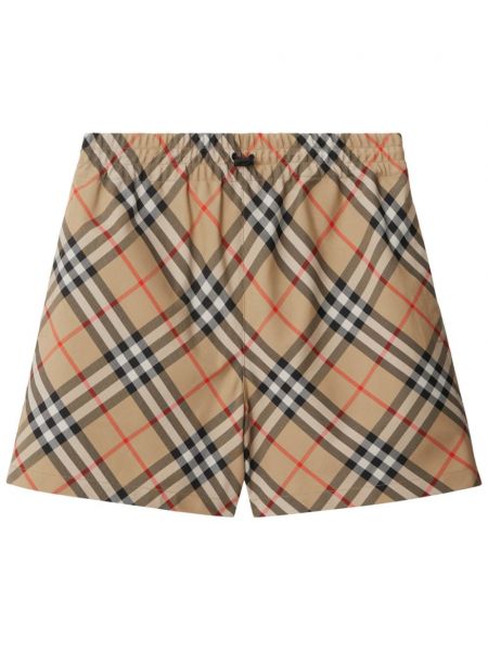 Kratke hlače s karirastim vzorcem s potiskom Burberry bež