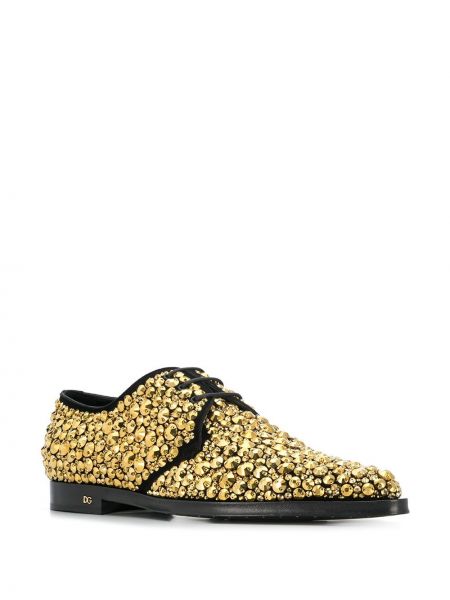 Zapatos derby con bordado de cristal Dolce & Gabbana dorado