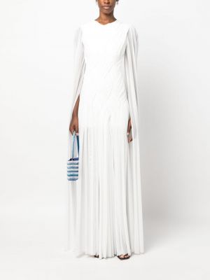 Przezroczysta sukienka wieczorowa plisowana Atu Body Couture biała