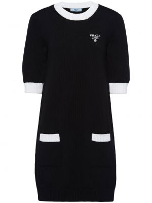 Bavlnené mini šaty Prada čierna