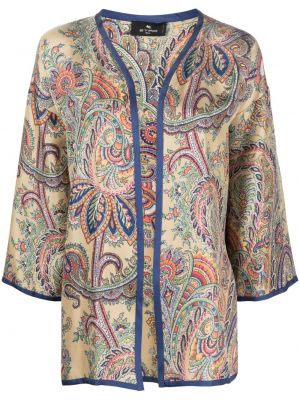 Svilena jakna s potiskom s paisley potiskom Etro modra