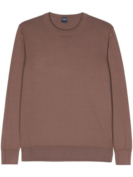 Памучен дълъг пуловер Fedeli кафяво
