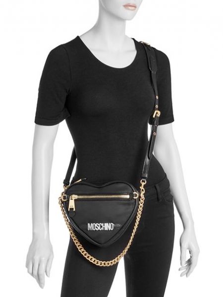 Нейлоновая сумка через плечо с сердечками Moschino черная