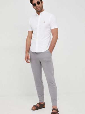 Pamučna košulja s gumbima slim fit Polo Ralph Lauren bijela