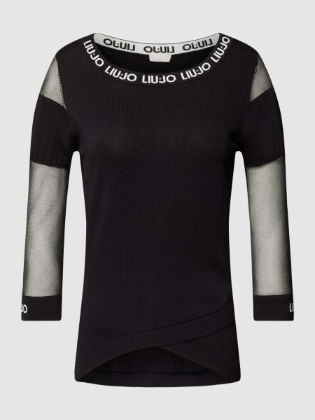 Dzianinowy sweter z wiskozy z siateczką Liu Jo Sport czarny
