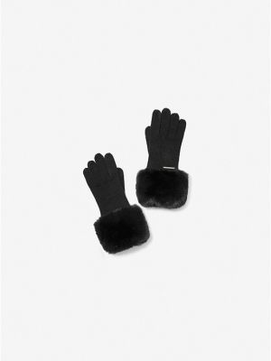 Перчатки Michael Michael kors faux fur-trim knit чёрный