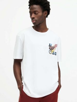 Bavlněné tričko s potiskem Allsaints bílé
