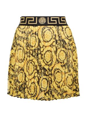 Mini spódniczka z wysoką talią z nadrukiem Versace złota