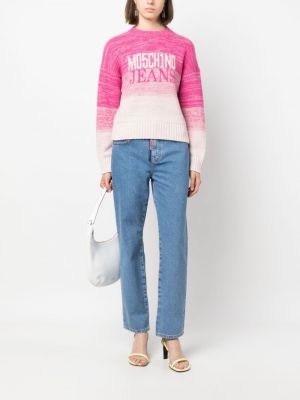 Pull en tricot à motif dégradé Moschino Jeans rose